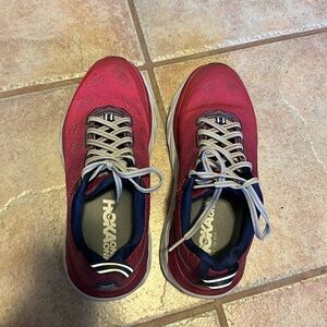 Hoka One One burgandi and Blue Athletic Shoes, very confy